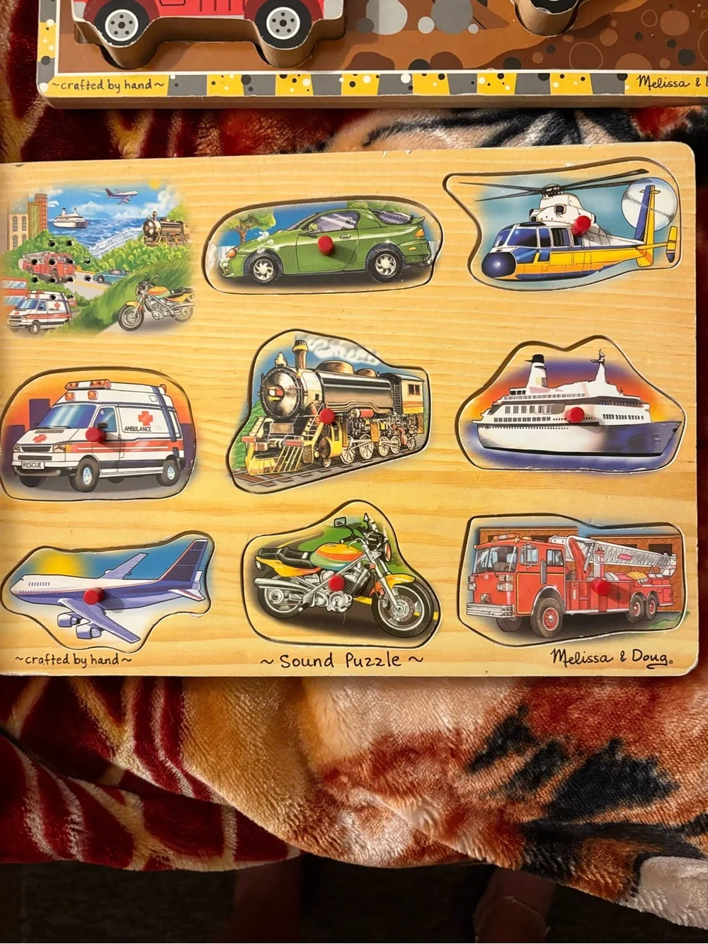Melissa & Doug Wooden Puzzle Lot + Fisher Price Sound Puzzle Vehicles Animals